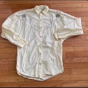 Adult Size L Freego Vintage Western Shirt Yellow with embroidery  and beadwork 1
